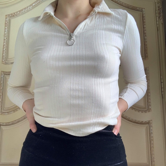 TOPSHOP Long Sleeve Shirt with Zipper - Picture 2 of 4